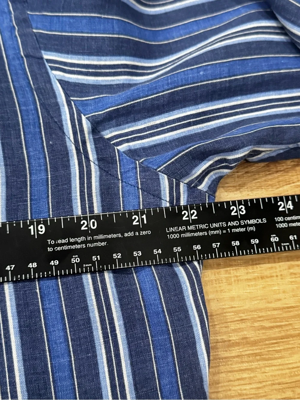 Polo Ralph Lauren 100% Linen Blue Striped Button Front Shirt Slim Fit Large